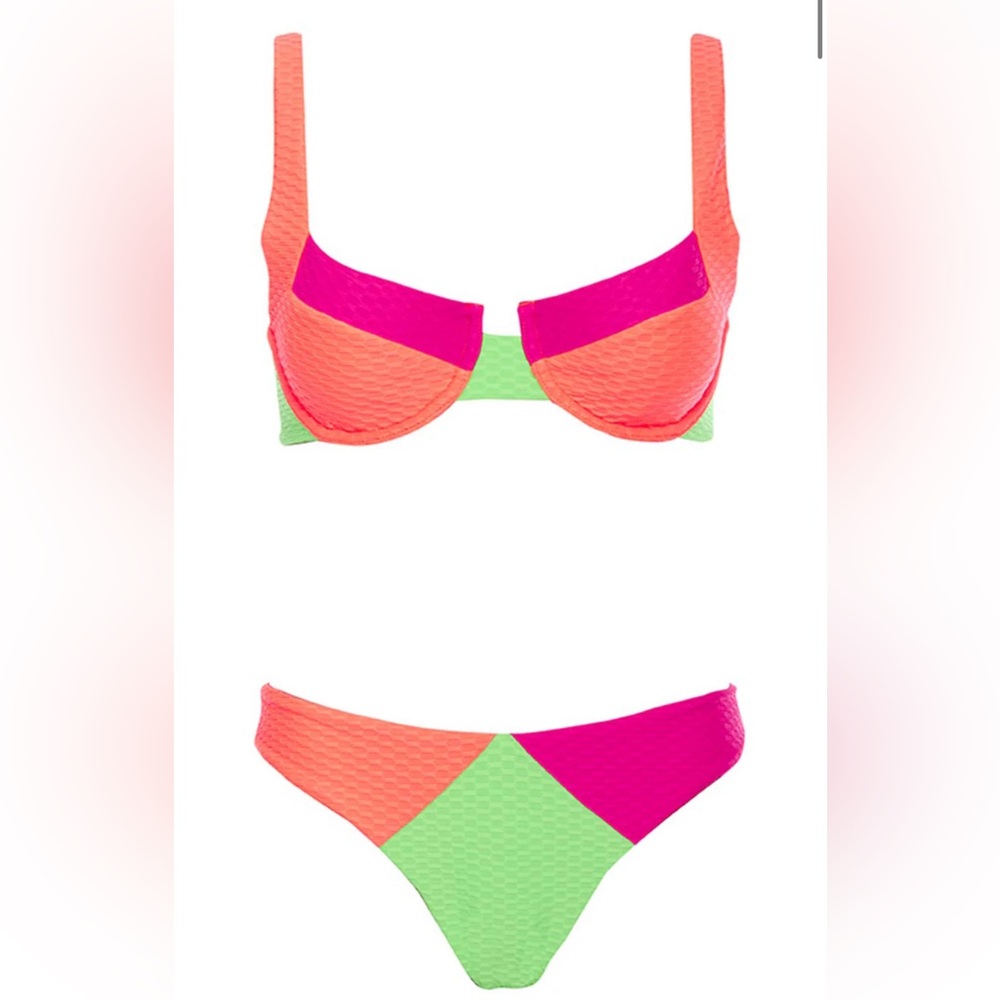 NEW WITH TAGS - Vetchy Laguna bikini neon tricolor - top and bottom NEVER WORN